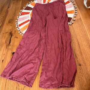 H&M Maroon Wide-Leg Pants